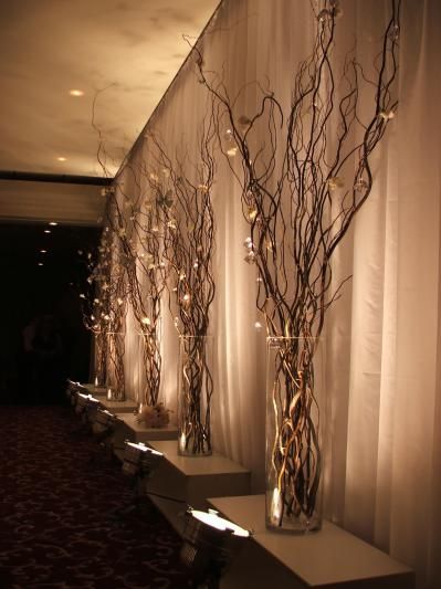 I like this idea with whatever is locally available. Good for Winter wedding. centerpieces or accent decor