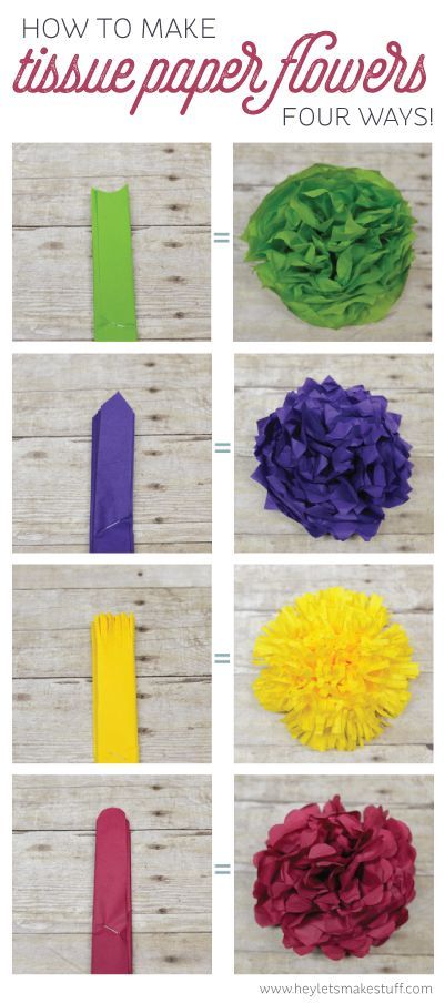 Learn how to make four different types of tissue paper flowers — they can make a gorgeous wedding centerpiece without breaking