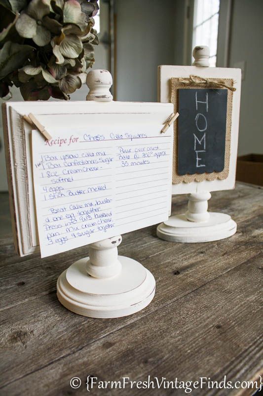 Need a quick inexpensive gift?  These recipe card/photo holders are super cute and easy to make.