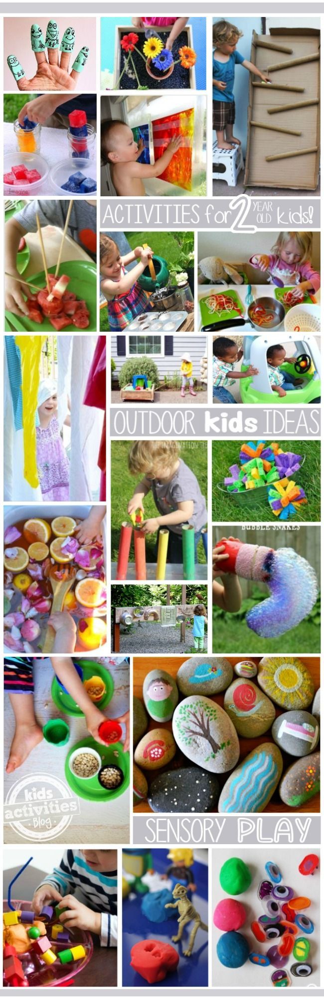 Over 80 ideas for 2 year olds!  Sensory, rainbow, outdoor, and paint are just some of the categories filled with toddler