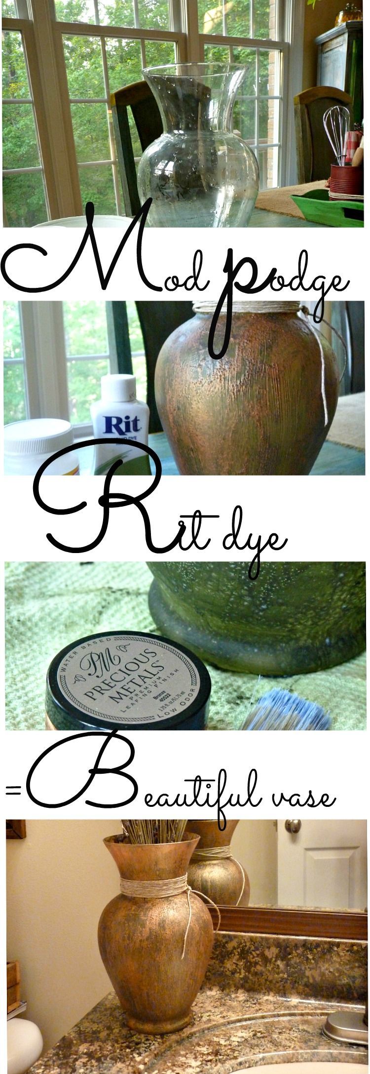 painting on glass with mod podge, and rit dye to create a beautiful vase