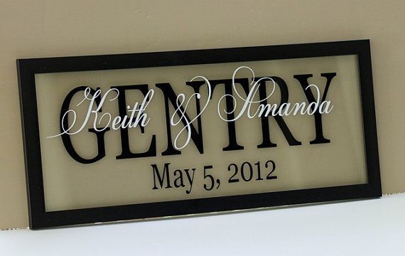 Personalized floating photo frame w/ vinyl lettering. Great project using my Silhouette Cameo.