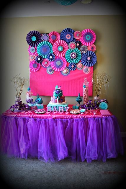 Photo 1 of 23: Pink purple turquoise, It’s a girl / Baby Shower/Sip & See “Baby shower with touch of glamour”