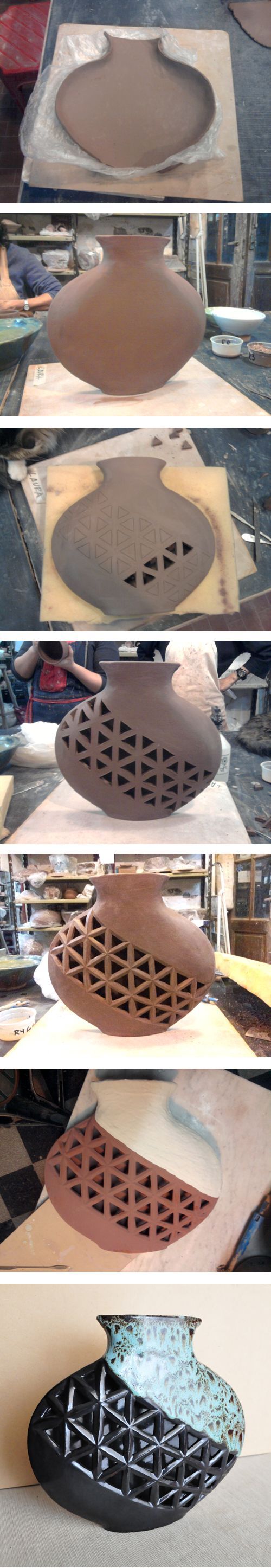 Proceso de creación de jarrón en cerámica