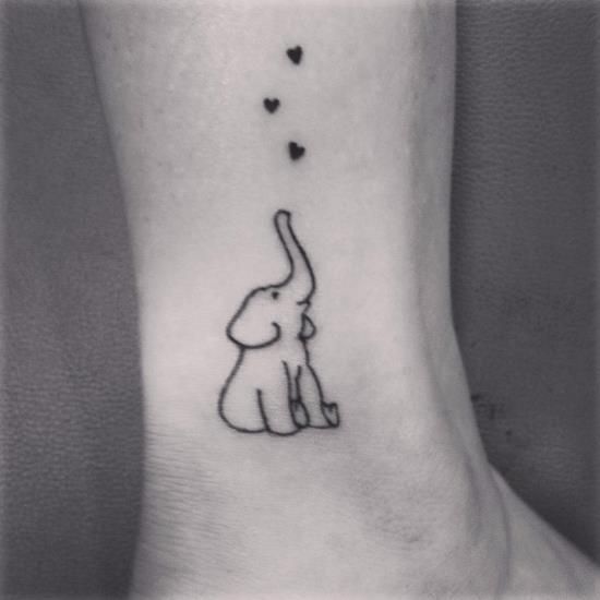 Small Elephant Outline Ankle Tattoo