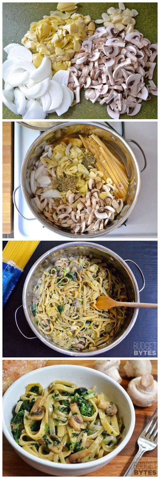 Spinach  Artichoke Wonderpot (another one pot wonder recipe)    Ingredients      8 oz. mushrooms  1 (14 oz.) can artichoke hearts