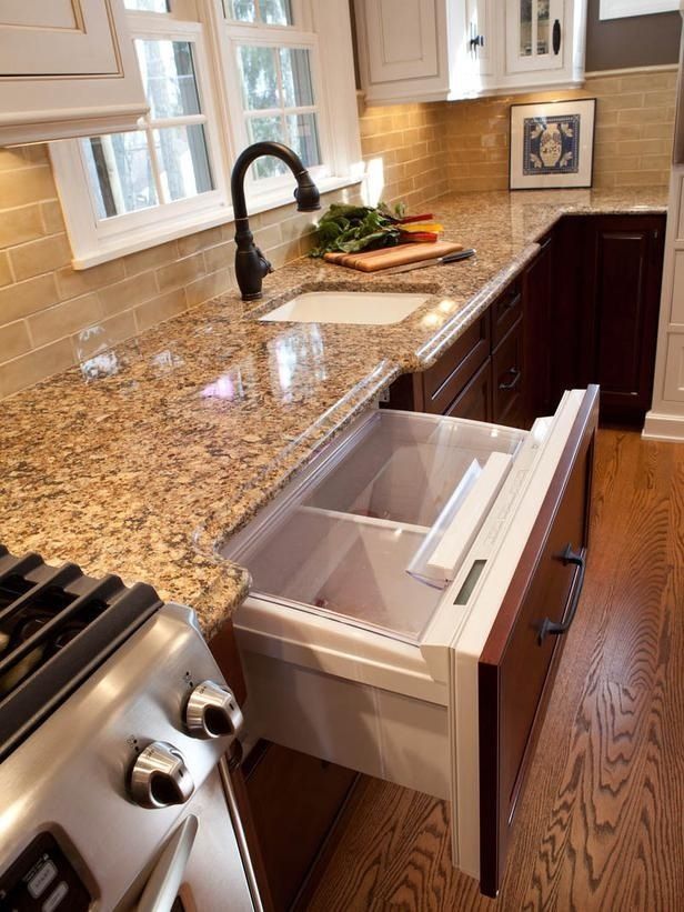 These countertops look similar to ours and I like this subway tile backsplash with them.