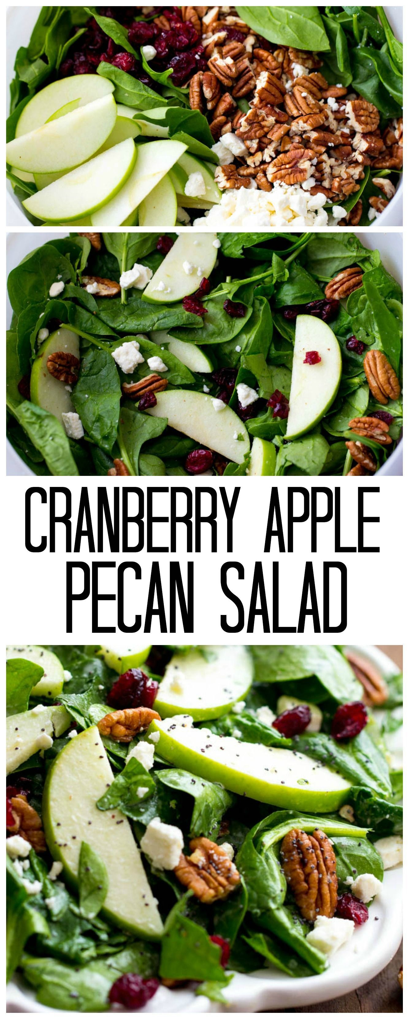 This Cranberry Apple Pecan Salad is perfect for the holidays and has so many amazing flavors! The creamy poppyseed dressing is the