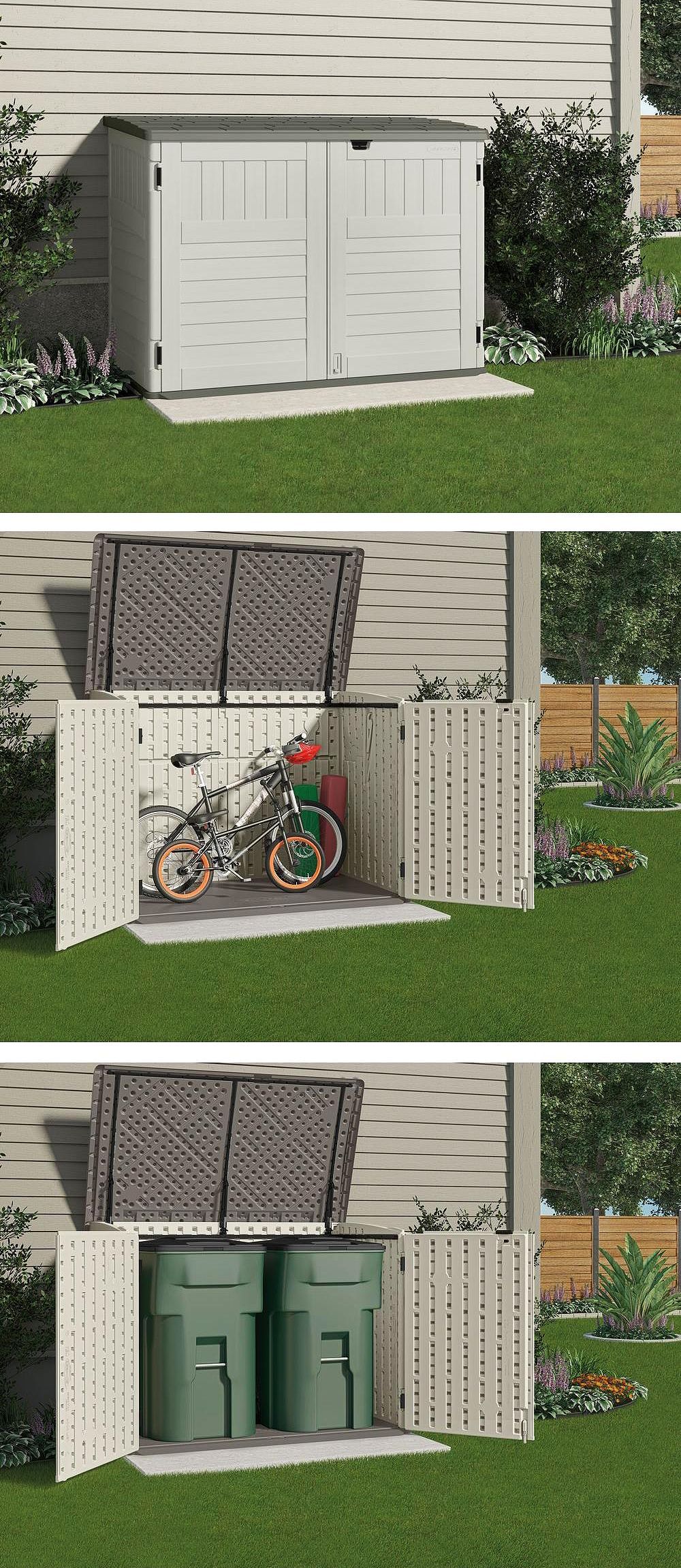 This small storage shed is just the right size to store your bicycles safely or to hide garbage cans. It won’t take up a lot of
