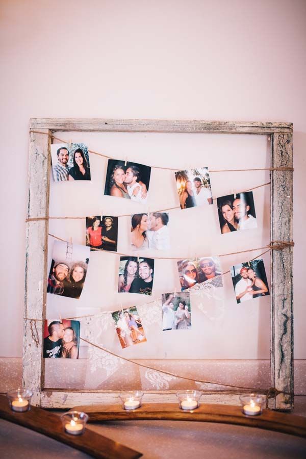 Twine Photo Collages     Create your own custom garlands using photos and twine.     Image via  OneWed .