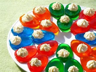 Use your deviled egg tray to make jello eggs and fill with whipped cream.