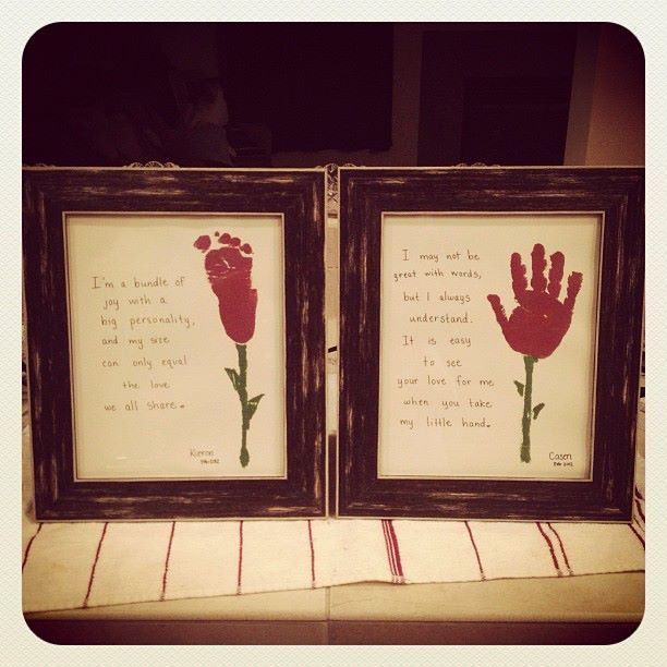 Valentines day roses from hand  foot prints – Valentines day gifts for gparents