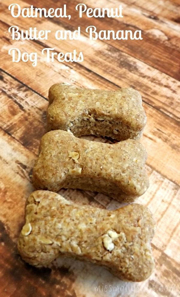 We were wantin’ some homemade dog treats awfully bad! She made us this Oatmeal, Peanut Butter and Banana Dog Treats recipe. It’s