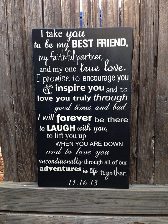 Wedding Vows Anniversary Gift Wood Sign 12″ x 20″ Marriage Custom Personalize First 5th Fifth Anniversary  on Etsy, $39.95