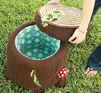 Wool Forest Theme Tree Stump Mushroom Nursery Ottoman…no link to product, but such a fabulous idea to try and make for myself!