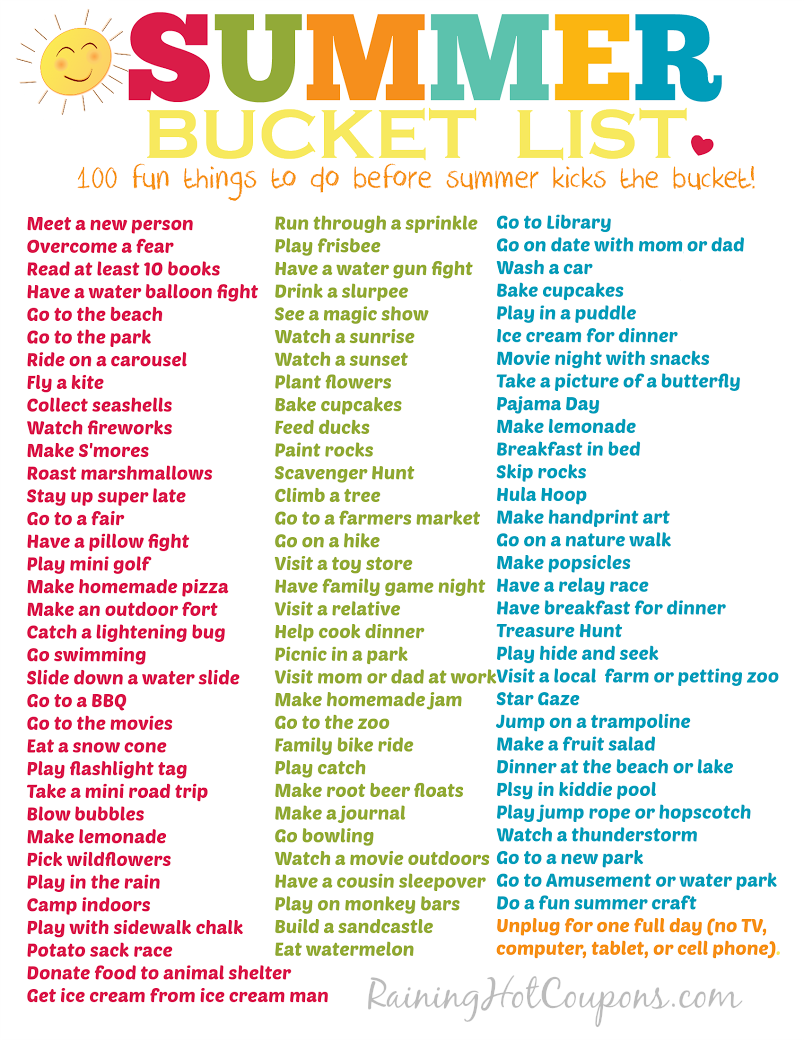 100 Fun Things To Do This Summer (Printable Bucket List!)
