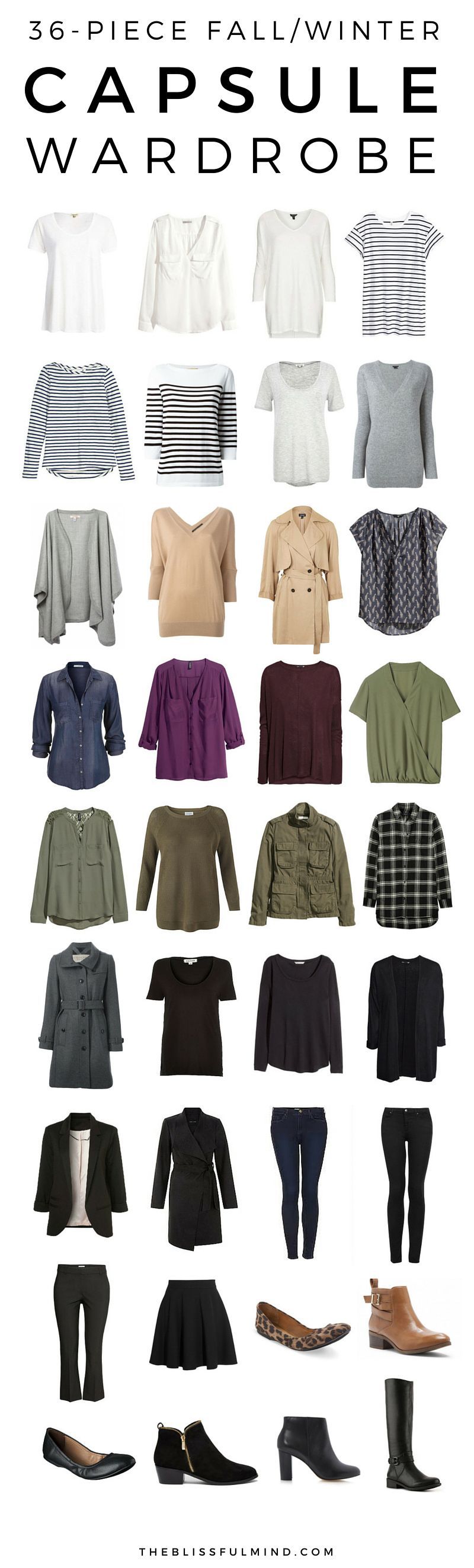 A 36-piece fall winter capsule wardrobe + 5 outfit ideas- click through to find out where to buy the items pictured!