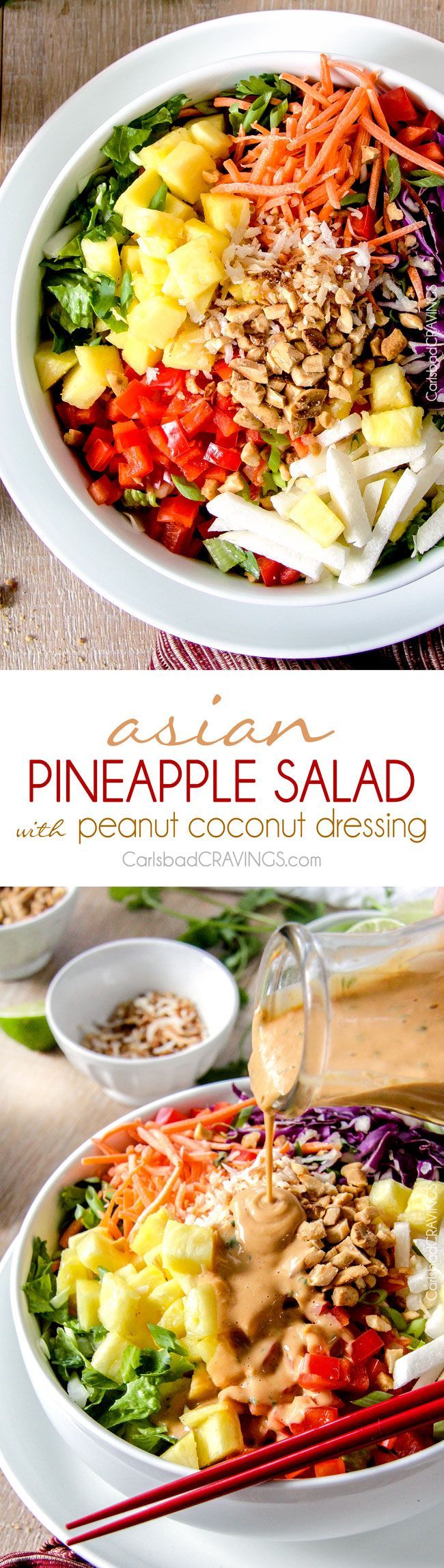 Asian Pineapple Salad with Coconut Peanut Dressing is a salad lover’s dream! packed with refreshing pineapple and crunchy peanuts,