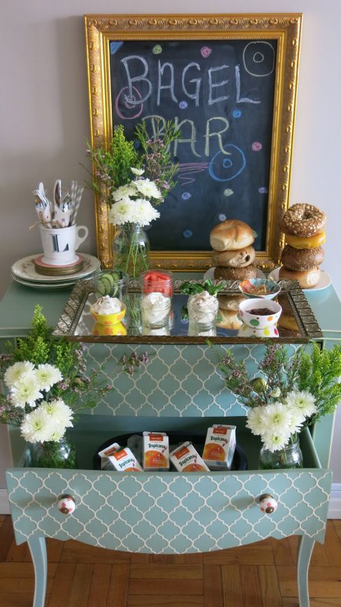 Bagel Bar – love this ideas for Easter brunch idea. Breakfast idea for a crowd.