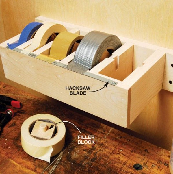 Make a Dispenser for Tape -   Brilliant Garage Organization ideas that will make life easier. Great ideas, tips, tutorials for insanely easy garage