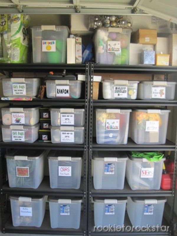 Plastic Tubs and Grouping -   Brilliant Garage Organization ideas that will make life easier. Great ideas, tips, tutorials for insanely easy garage