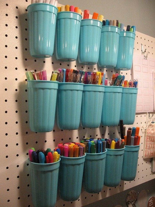 Plastic Cups on a Pegboard -   Brilliant Garage Organization ideas that will make life easier. Great ideas, tips, tutorials for insanely easy garage