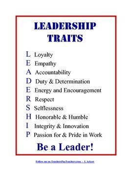 Display this Leadership Traits poster in your classroom to inspire your students to become leaders!…