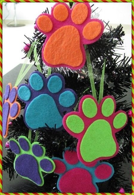 Dog paw ornaments…these would make cute gift tags also.
