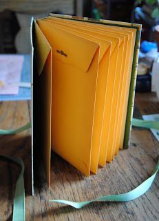 Handmade book with envelope pages.  great for projects/research/collections and whatever else you can think of