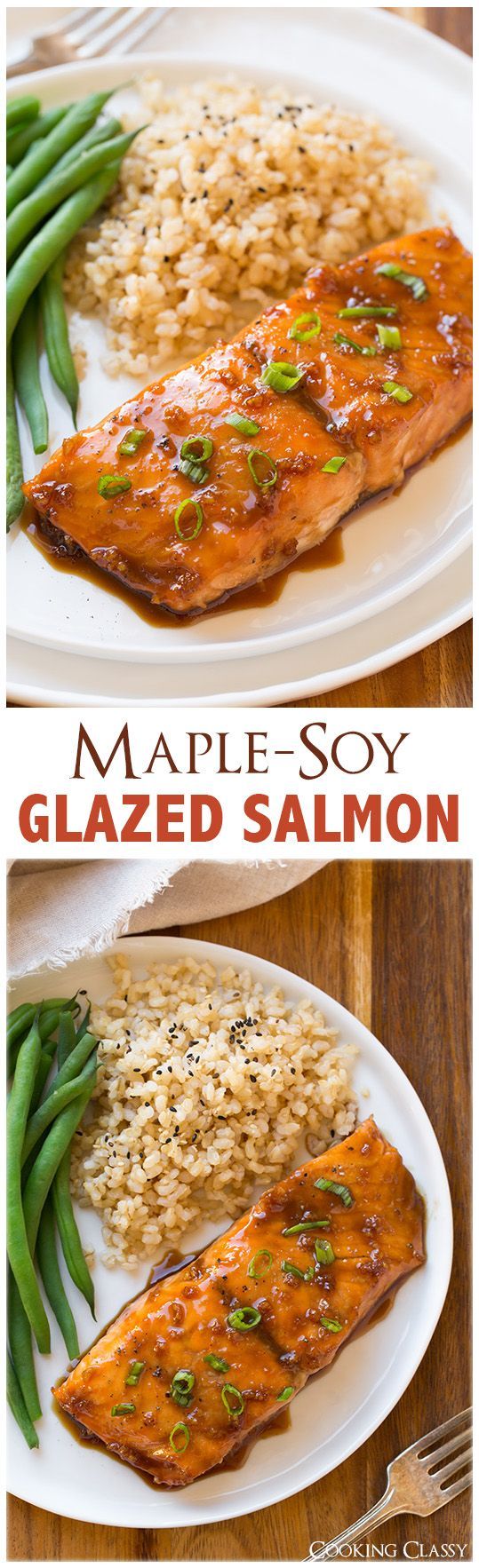Maple-Soy Glazed Salmon – only FOUR ingredients and it tastes seriously DELICIOUS!!