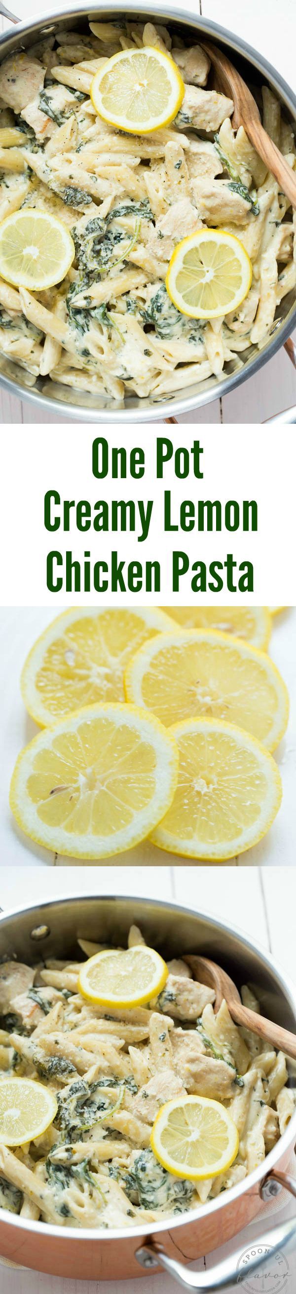 One Pot Creamy Lemon Chicken Pasta with Baby Kale – this is a meal that the entire family will love!
