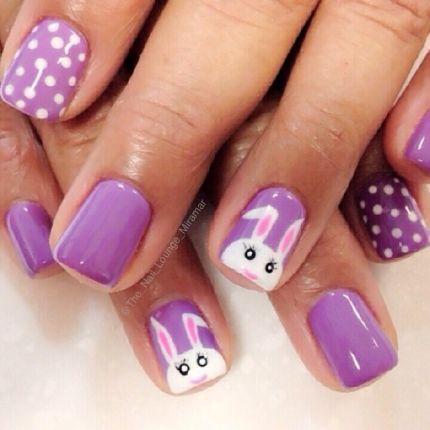 Purple bunny nails for Easter by The Nail Lounge Miramar