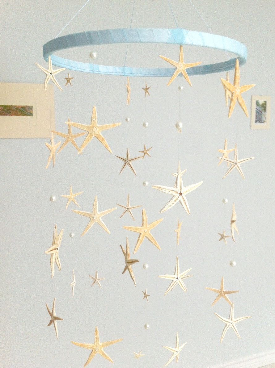 Sea Stars and Pearls mobile/hanging decoration(baby-neutral-boy, girl)Wedding, party decoration. $52.00, via Etsy.