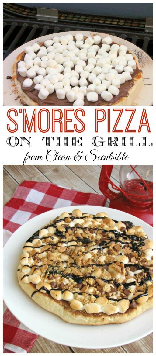 S’mores Pizza – Done up on the grill and perfect for backyard campouts or summer parties!