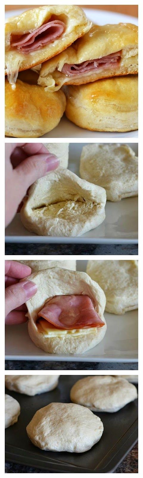 Stuffed Honey-Ham Biscuits Recipe ~ stuff biscuits with honey, ham and cheese to make a meal-worthy biscuit sammie.