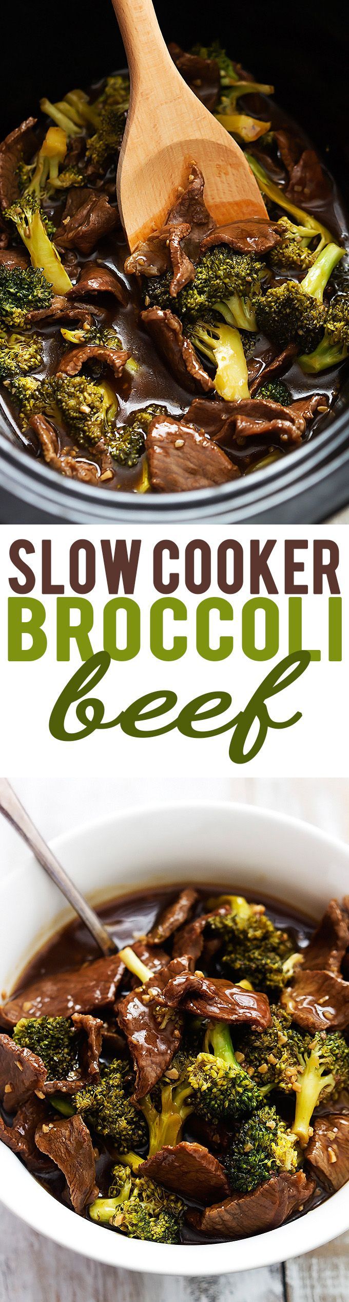 Super easy Slow Cooker Broccoli Beef! The sauce is AMAZING – so much better tasting and healthier than takeout!   | Creme de la