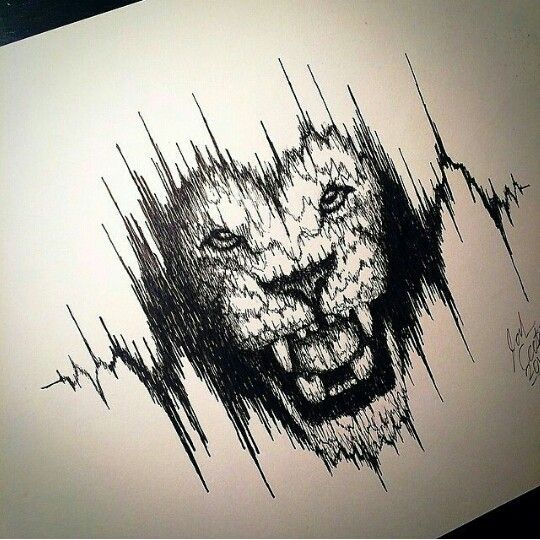Tattoo. Lion. Heartbeat.