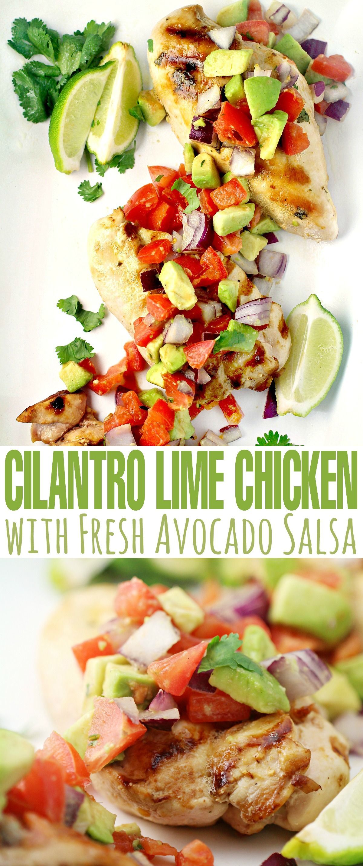 This Cilantro Lime Chicken with Fresh Avocado Salsa is delicious served with rice for a fresh tasting family dinner. It’s also a