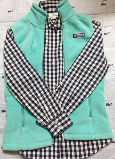 this is so cute! vineyard vines vest with gingham shirt