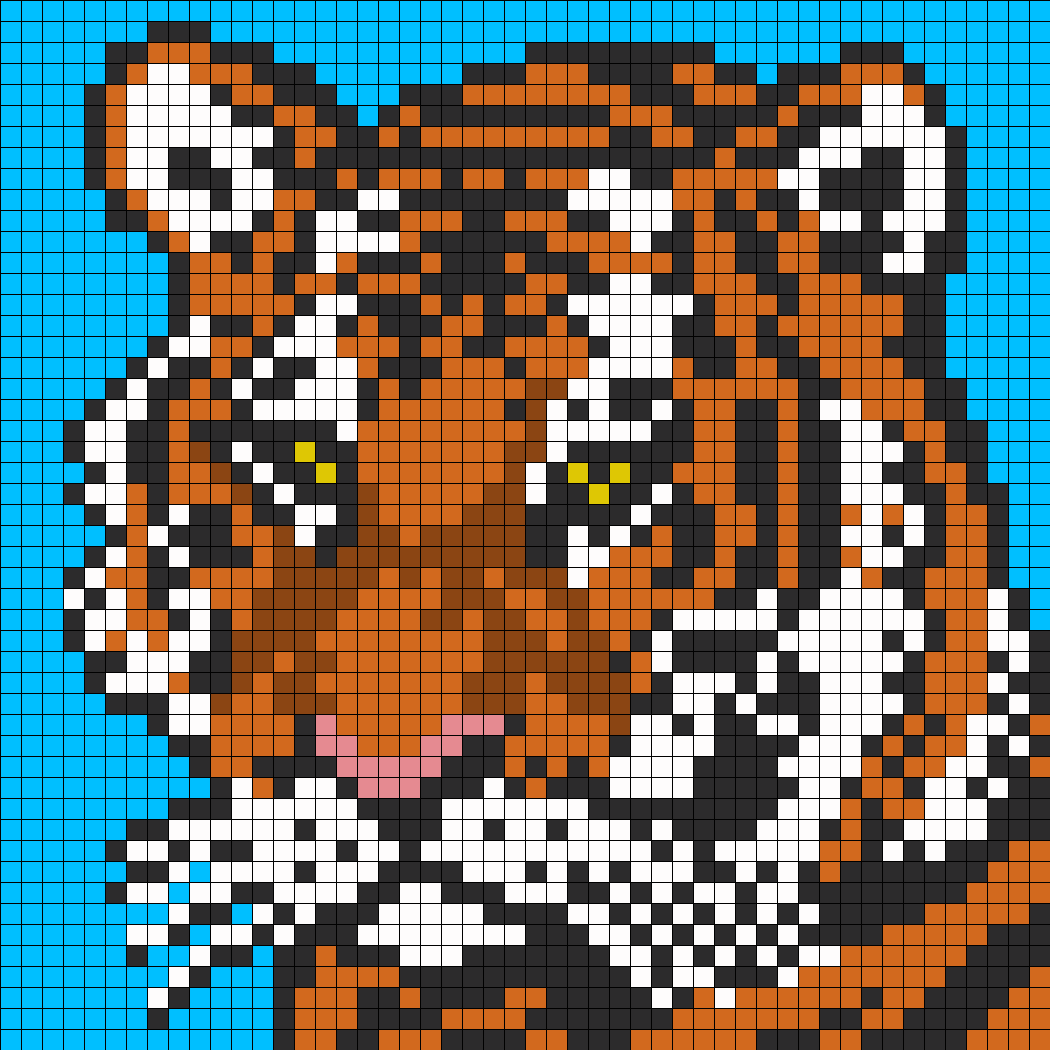 Tiger Face For Perler Or Square Stitch Perler Bead Pattern / Bead Sprite