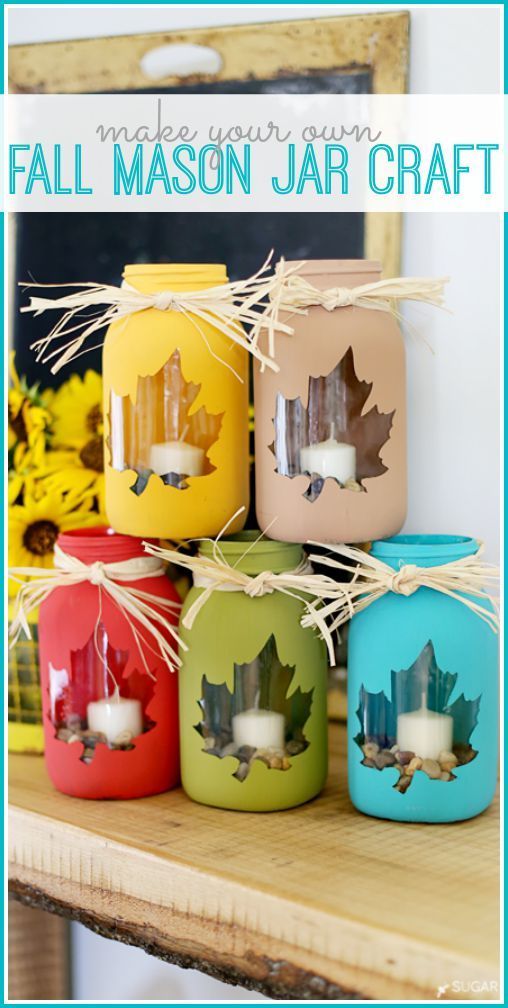 tips for how to make your own fall mason jar craft – love this cute diy decor idea!! – – Sugar Bee Crafts