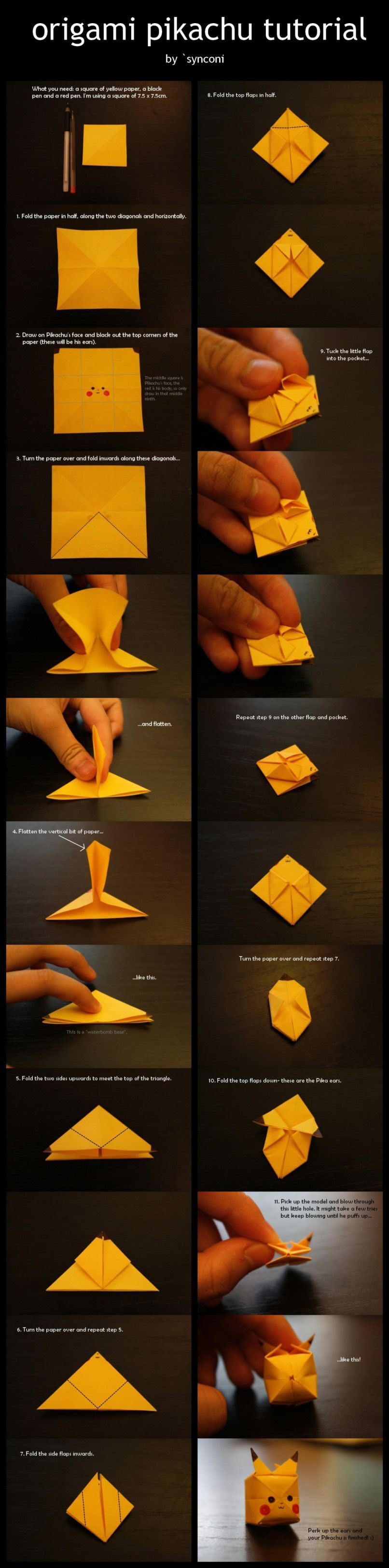 Tutorial: Aprenda a fazer um Pikachu de origami : Garotas Geeks
