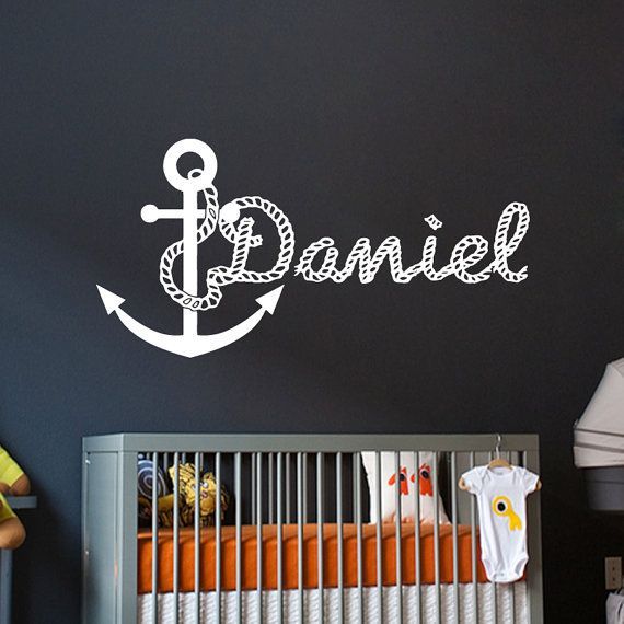 Wall Decals For Boys  Personalized Name Anchor Decal Vinyl Sticker Boy Nautical  Nursery Bedroom  Decor Home Interior Design Art