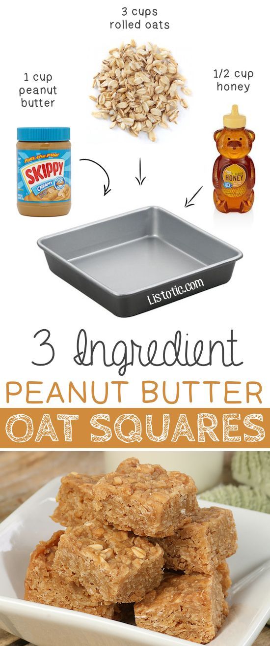 #3. 3 Ingredient Peanut Butter Oat Squares — These are so GOOD and easy (no bake)! | 6 Ridiculously Healthy Three Ingredient