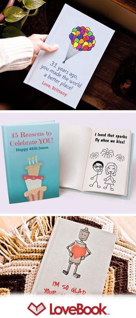 An adorable gift idea that lets you say exactly why you love him. Author your own personalized book of love reasons. Each pages