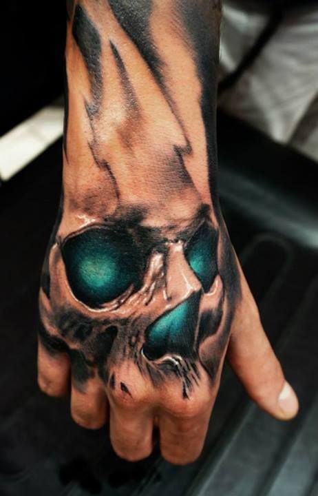 Artist Ozone Ofk Nico 3d emerald skull tattoo…this is bad a$$