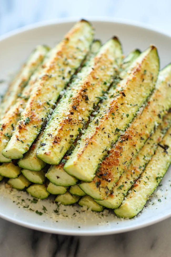 Baked Parmesan Zucchini – Crisp, tender zucchini sticks oven-roasted to perfection. Healthy, nutritious and completely addictive!