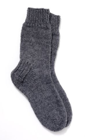 Easy Socks–go down one needle size for women’s sizing. These knit up beautifully and very fast!