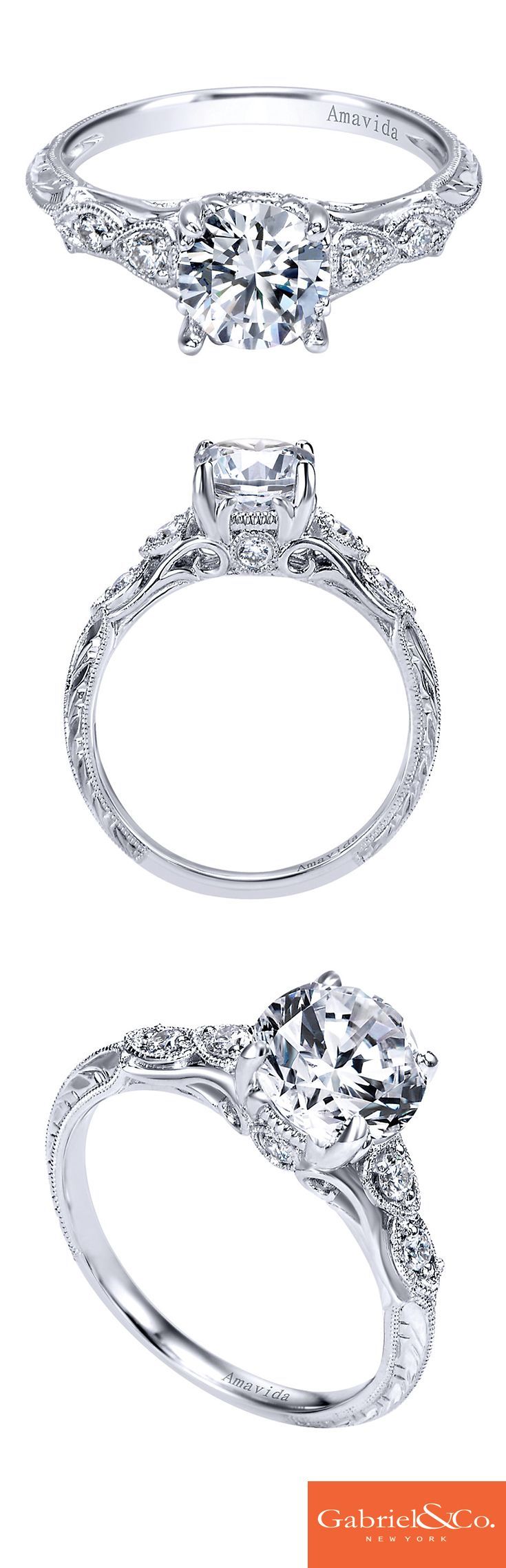 Express the many intricate and beautiful details of your love in a stunning engagement ring. This Amavida Engagement Ring by