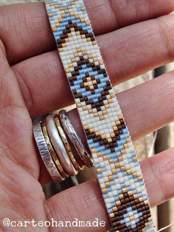 Handmade Loom Beaded Bead Bracelet – Earth, Sun and Sky www.etsy.com/…